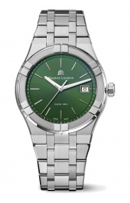 Maurice Lacroix Aikon Quartz ∅40 mm - 10 ATM, Esfera verde, brazalete de acero
