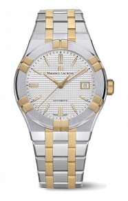 Maurice Lacroix Aikon Automatic Date ∅39 mm - 20 ATM, Esfera plateada oro rosa, brazalete de acero