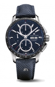 Maurice Lacroix Pontos S Chronograph ∅43 mm - 10 ATM, Esfera azul oscuro, brazalete de nailon