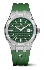 Maurice Lacroix Aikon Automatic Date ∅42 mm - 20 ATM, Esfera verde, brazalete de caucho verde