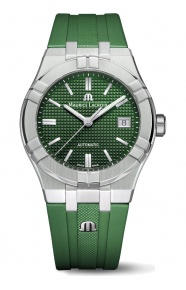 Maurice Lacroix Aikon Automatic Date ∅39 mm - 20 ATM, Esfera verde, brazalete de caucho verde