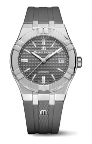 Maurice Lacroix Aikon Automatic Date ∅39 mm - 20 ATM, Esfera gris, brazalete de caucho gris