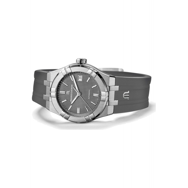 Maurice Lacroix Aikon Automatic Date ∅39 mm - 20 ATM, Esfera gris, brazalete de caucho gris