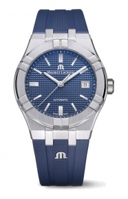 Maurice Lacroix Aikon Automatic Date ∅39 mm - 20 ATM, Esfera azul, brazalete de caucho azul
