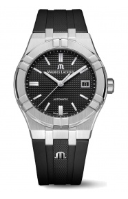 Maurice Lacroix Aikon Automatic Date ∅39 mm - 20 ATM, Esfera negra, brazalete de caucho negro