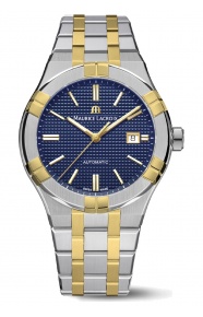 Maurice Lacroix Aikon Automatic Date ∅42 mm - 20 ATM, Esfera azul acero y oro amarillo, Brazalete