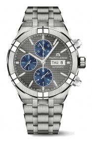 Maurice Lacroix Aikon Automatic Chronograph ∅44 mm - 20 ATM, Esfera gris/azul, brazalete de acero