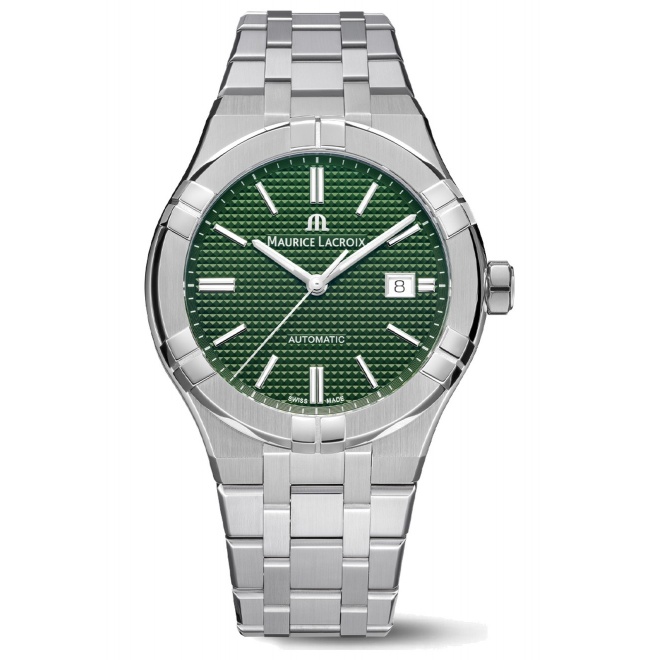 Maurice Lacroix Aikon Automatic Date ∅42 mm - 20 ATM, Esfera verde, brazalete de acero