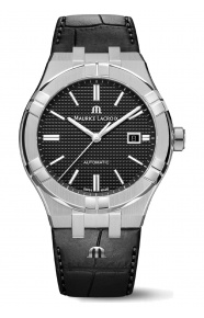 Maurice Lacroix Aikon Automatic Date ∅42 mm - 20 ATM, Esfera negra, brazalete de piel negra