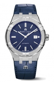 Maurice Lacroix Aikon Automatic Date ∅42 mm - 20 ATM, Esfera azul, brazalete de piel azul