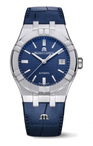 Maurice Lacroix Aikon Automatic Date ∅39 mm - 20 ATM, Esfera azul, brazalete de piel azul