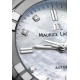 Maurice Lacroix Aikon Automatic Date ∅35 mm - 20 ATM, Esfera nácar blanco 8 diamantes, brazalete de piel blanco