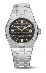 Maurice Lacroix Aikon Automatic Date ∅39 mm - 20 ATM, Esfera gris indices oro rosa, brazalete de acero