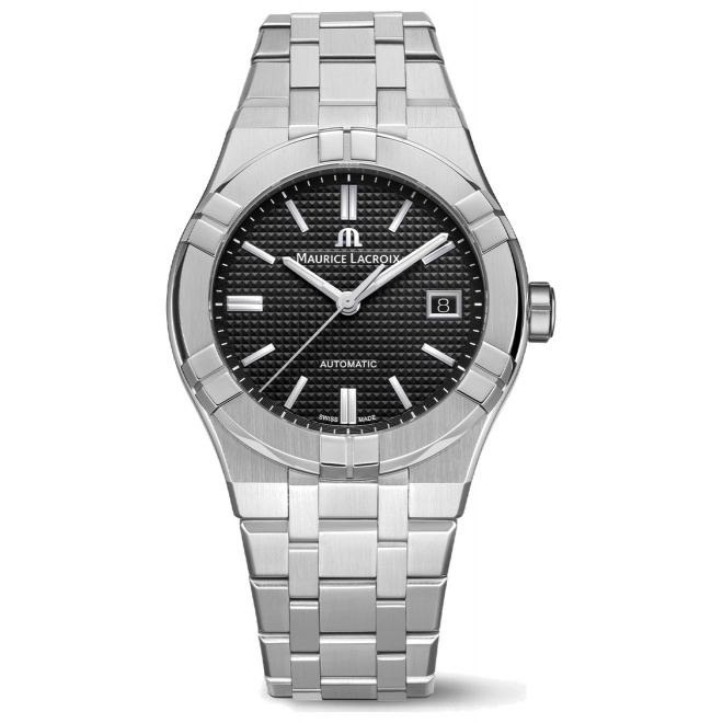 Maurice Lacroix Aikon Automatic Date ∅39 mm - 20 ATM, Esfera negra, brazalete de acero