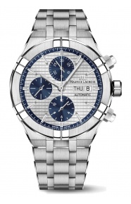 Maurice Lacroix Aikon Automatic Chronograph ∅44 mm - 20 ATM, Esfera gris, brazalete de acero, azul