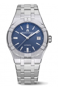 Maurice Lacroix Aikon Automatic Date ∅39 mm - 20 ATM, Esfera azul, brazalete de acero