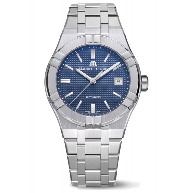 Maurice Lacroix Aikon Automatic Date ∅39 mm - 20 ATM, Esfera azul, brazalete de acero