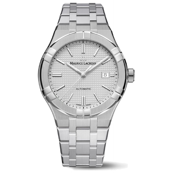 Maurice Lacroix Aikon Automatic Date ∅42 mm - 20 ATM, Esfera plateada, brazalete de acero