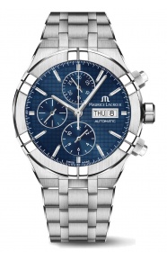 Maurice Lacroix Aikon Automatic Chronograph ∅44 mm - 20 ATM, Esfera azul, brazalete de acero