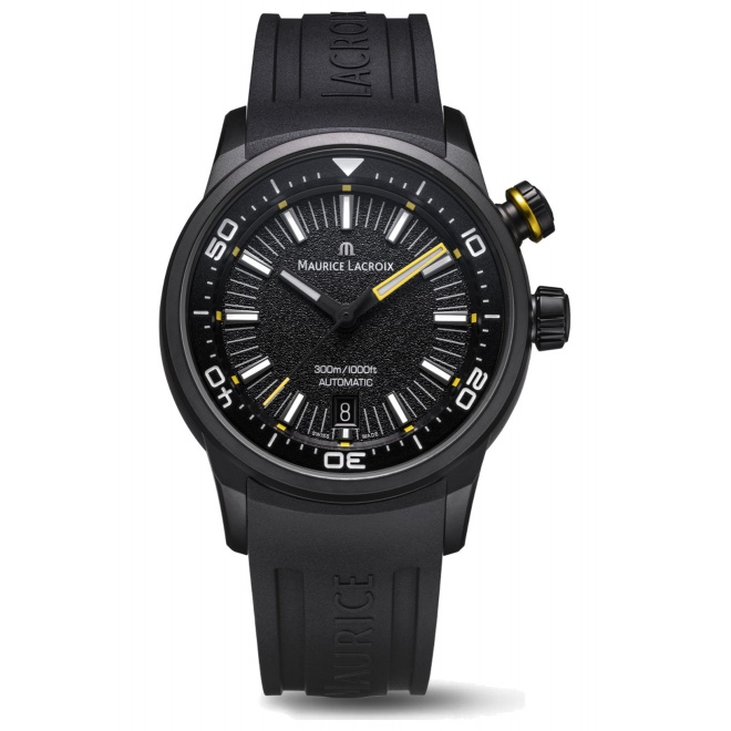Maurice Lacroix Pontos S Diver ∅42 mm - 30 ATM, Esfera negra, brazalete de caucho negro, edición especial
