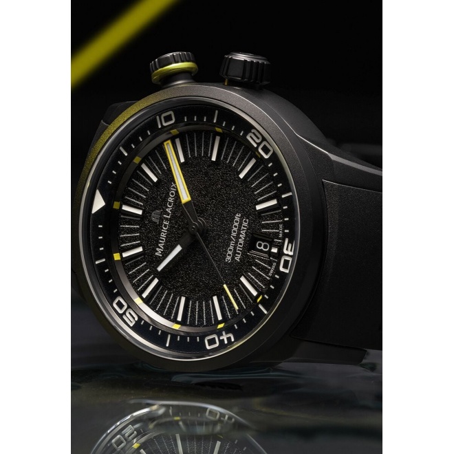 Maurice Lacroix Pontos S Diver ∅42 mm - 30 ATM, Esfera negra, brazalete de caucho negro, edición especial