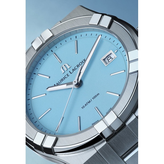 Maurice Lacroix Aikon Quartz Colours Edition ∅40 mm - 10 ATM, Esfera azul, brazalete de acero