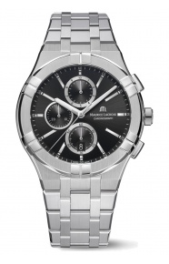Maurice Lacroix Aikon Quartz Chronograph ∅42 mm - 10 ATM, Esfera negra, brazalete de acero