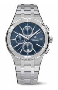 Maurice Lacroix Aikon Quartz Chronograph ∅42 mm - 10 ATM, Esfera azul, brazalete de acero