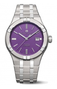 Maurice Lacroix Aikon Automatic Titanium ∅42 mm - 20 ATM, Esfera violeta, brazalete de acero
