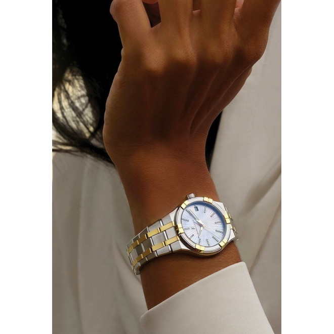 Maurice Lacroix Aikon Quartz ∅35 mm - 10 ATM, Esfera nácar, brazalete de acero, duotone - 10 ATM, bicolor PVD oro amarillo