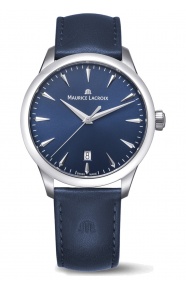 Maurice Lacroix 1975 Quartz ∅39 mm - 10 ATM, Esfera azul, correa de piel azul