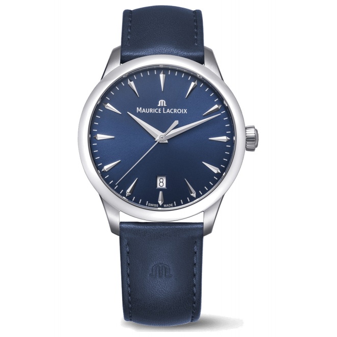 Maurice Lacroix 1975 Quartz ∅39 mm - 10 ATM, Esfera azul, correa de piel azul