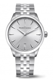 Maurice Lacroix 1975 Quartz ∅39 mm - 10 ATM, Esfera plateada, brazalete de acero