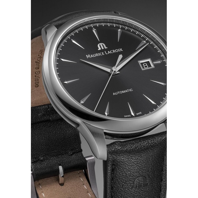 Maurice Lacroix 1975 Automatic ∅40 mm - 10 ATM, Esfera negra, correa de piel negra