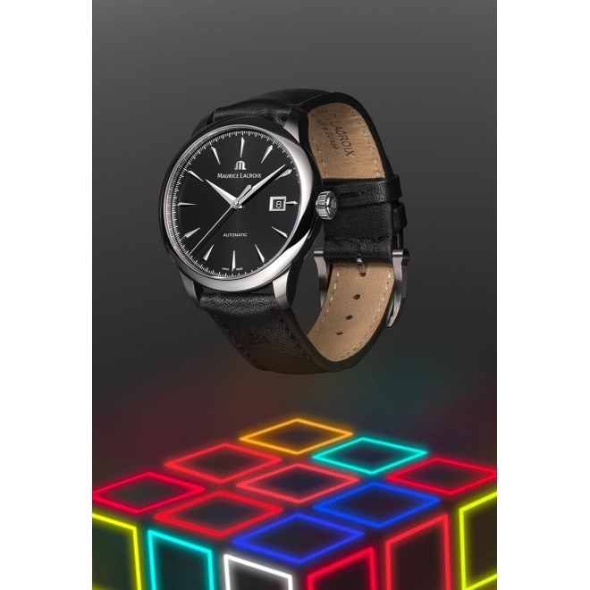 Maurice Lacroix 1975 Automatic ∅40 mm - 10 ATM, Esfera negra, correa de piel negra
