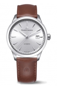 Maurice Lacroix 1975 Automatic ∅40 mm - 10 ATM, Esfera plateada, correa de piel marrón