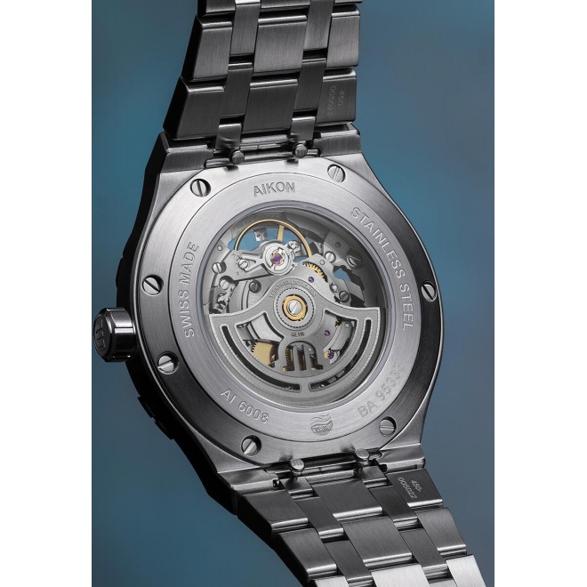 Maurice Lacroix Aikon Automatic Skeleton ∅42 mm - 20 ATM, Esfera azul, brazalete de acero