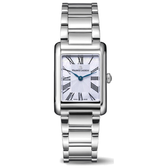 Maurice Lacroix Fiaba Square 24 x 34 mm - 5 ATM, Esfera nacarada, brazalete de acero, caja de acero