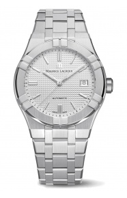 Maurice Lacroix Aikon Automatic Date ∅39 mm - 20 ATM, Esfera plateada, brazalete de acero inoxidable