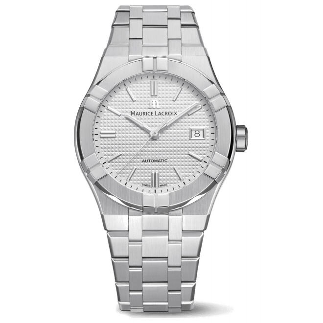 Maurice Lacroix Aikon Automatic Date ∅39 mm - 20 ATM, Esfera plateada, brazalete de acero inoxidable