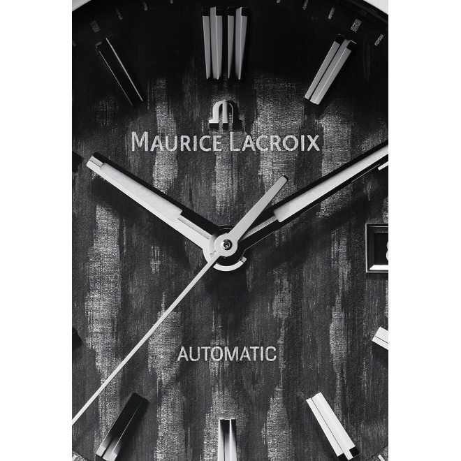 Maurice Lacroix Aikonic Automatic ∅43 mm - 10 ATM, Esfera negra, correa de caucho negro, blanco