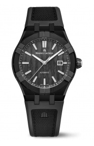 Maurice Lacroix Aikonic Automatic ∅43 mm - 10 ATM, Esfera carbono negra, brazalete de caucho negro, caja de titanio
