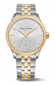 Maurice Lacroix 1975 Quartz Duotone ∅39 mm - 10 ATM, Esfera plateada, brazalete de acero, pvd oro amarillo
