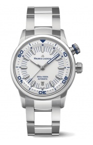 Maurice Lacroix Pontos S Diver ∅42 mm - 30 ATM, Esfera blanca, brazalete de acero