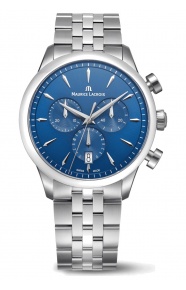 Maurice Lacroix 1975 Quartz Chronograph ∅40 mm - 10 ATM, Esfera azul, brazalete de acero