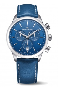 Maurice Lacroix 1975 Quartz Chronograph ∅40 mm - 10 ATM, Esfera azul, brazalete de piel azul