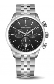 Maurice Lacroix 1975 Quartz Chronograph ∅40 mm - 10 ATM, Esfera negra, brazalete de acero