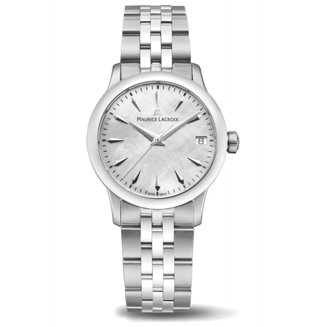 Maurice Lacroix 1975 Quartz ∅33 mm - 10 ATM, Esfera nácar blanco, brazalete de acero