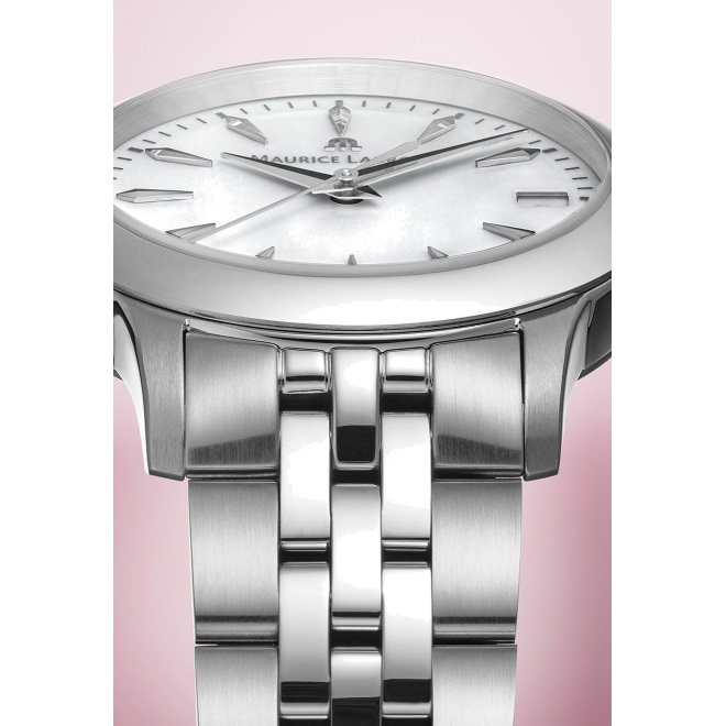 Maurice Lacroix 1975 Quartz ∅33 mm - 10 ATM, Esfera nácar blanco, brazalete de acero