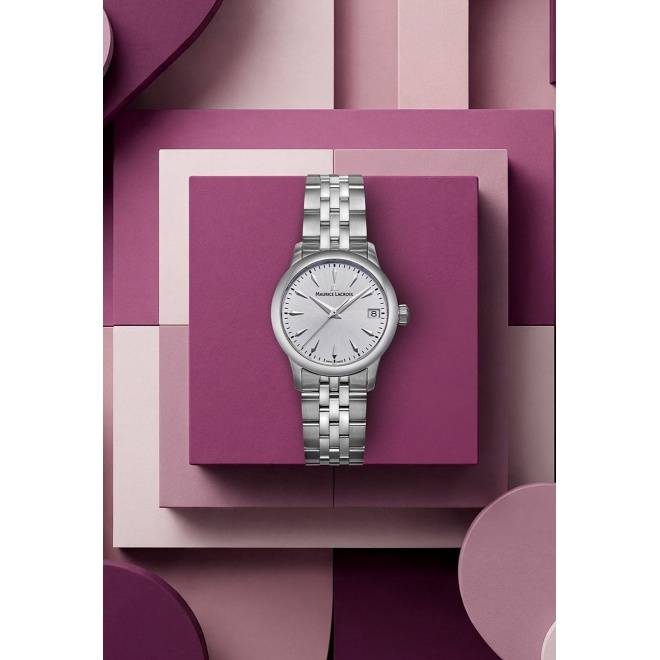Maurice Lacroix 1975 Quartz ∅33 mm - 10 ATM, Esfera nácar blanco, brazalete de acero